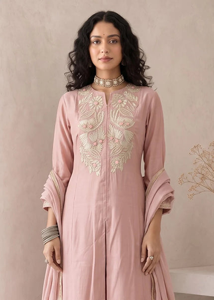Roman Silk Embroidered Palazzo Suit Series