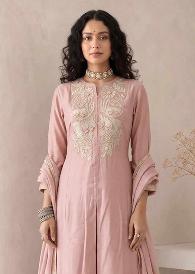Roman Silk Embroidered Palazzo Suit Series
