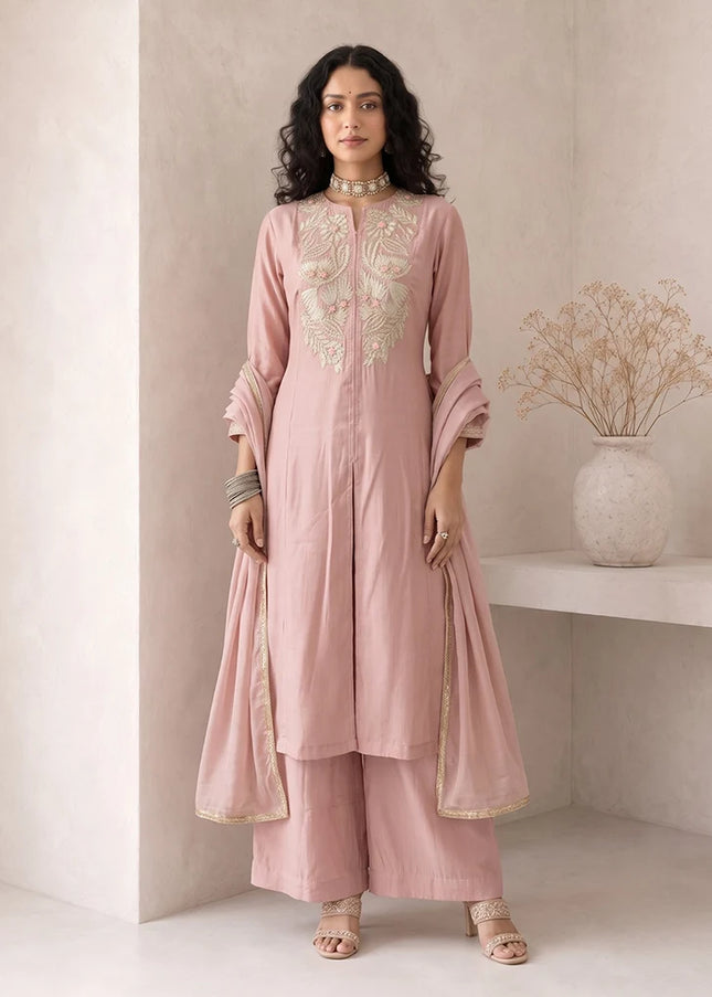 Roman Silk Embroidered Palazzo Suit Series
