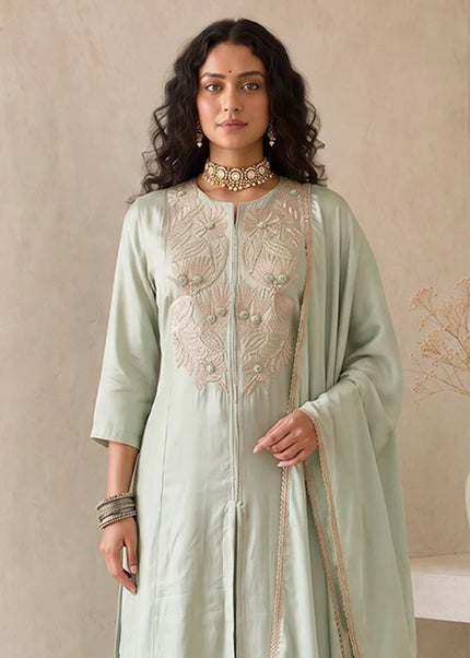 Roman Silk Embroidered Palazzo Suit Series