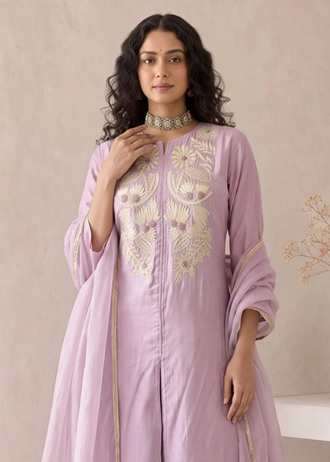 Roman Silk Embroidered Palazzo Suit Series