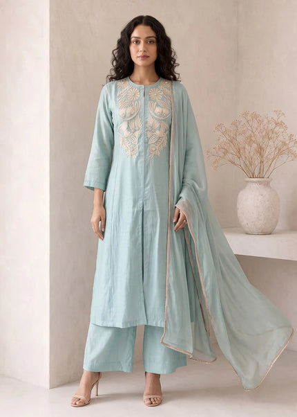 Roman Silk Embroidered Palazzo Suit Series