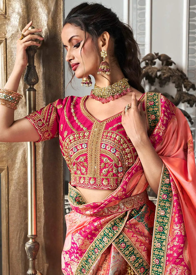 Pink Multicolor Embroidered Lehenga Choli