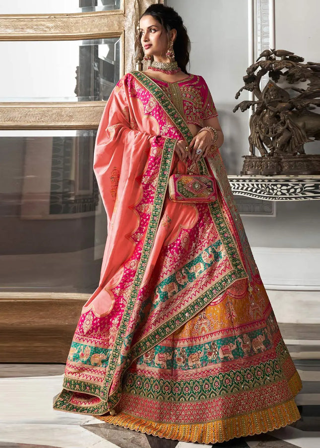 Pink Multicolor Embroidered Lehenga Choli