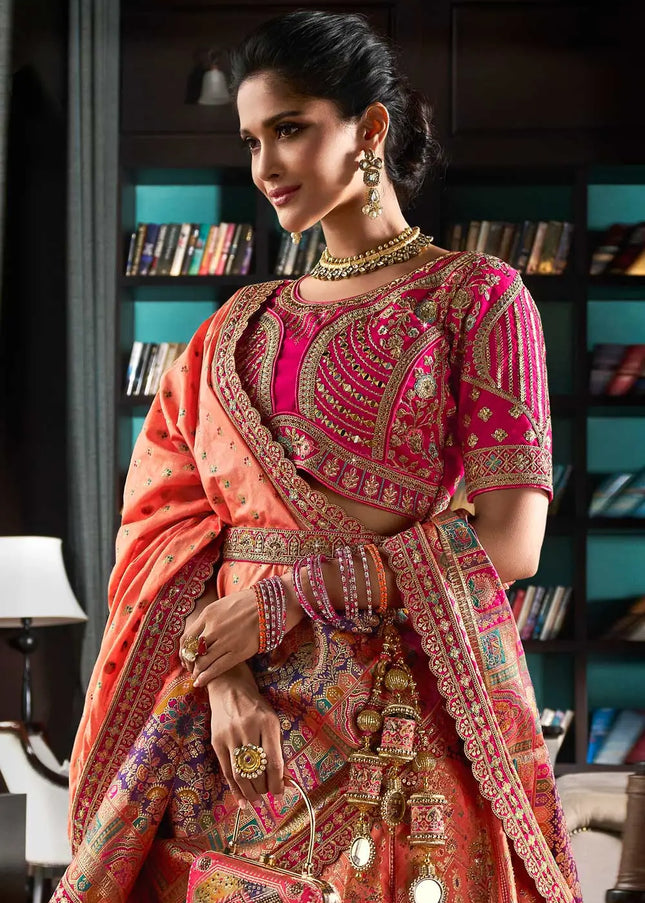 Pink Multicolor Embroidered Lehenga Choli