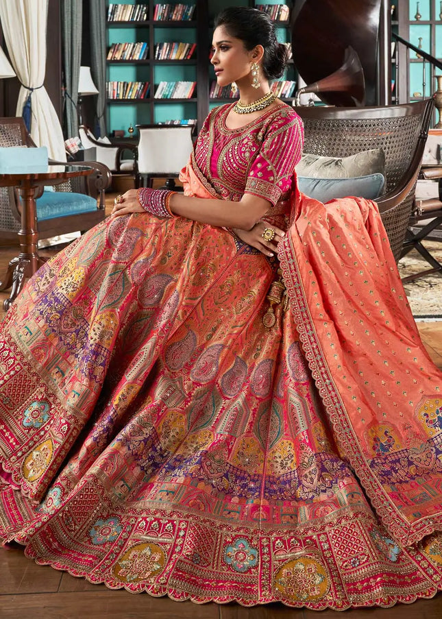 Pink Multicolor Embroidered Lehenga Choli