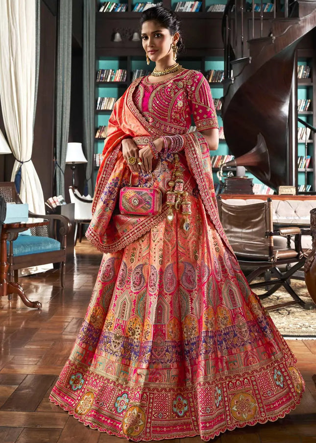 Pink Multicolor Embroidered Lehenga Choli