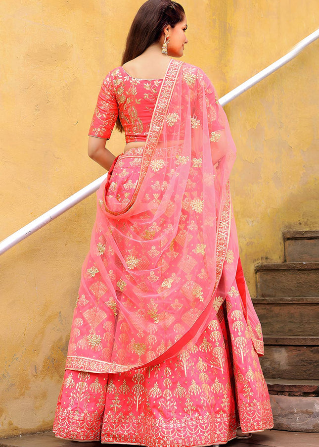 Peach Embroidered Lehenga Choli