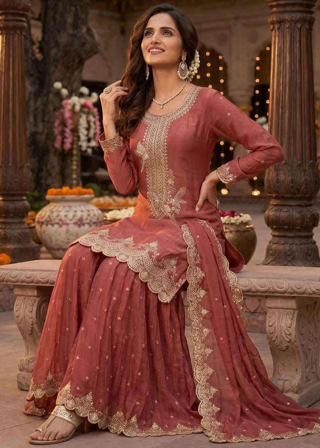 Silk Embroidered Gharara Suit Series