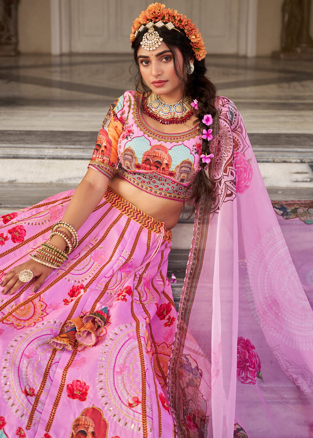 Pink Embroidered Lehenga Choli