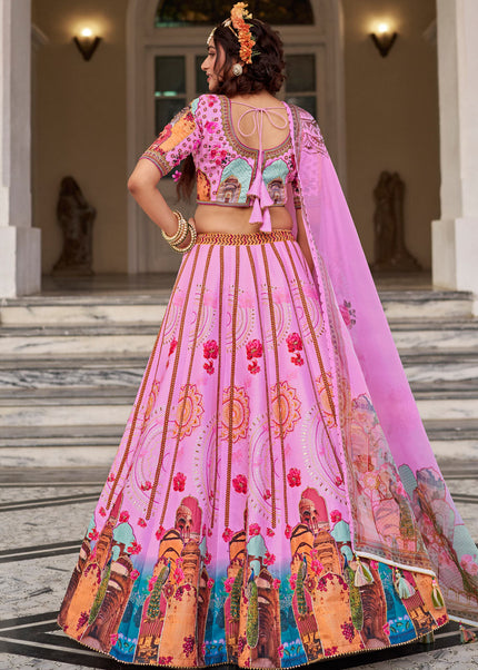 Pink Embroidered Lehenga Choli