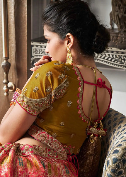 Yellow Multicolor Embroidered Lehenga Choli