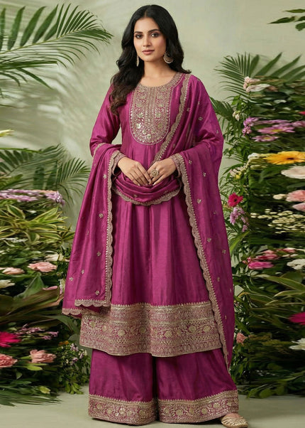 Golden Embroidered Sharara Suit