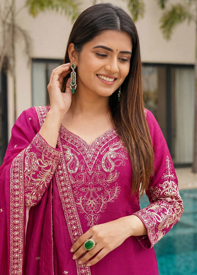 Sequins Embroidered Sharara Suit