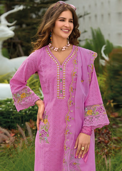 Pink Embroidered Pant Syle Suit
