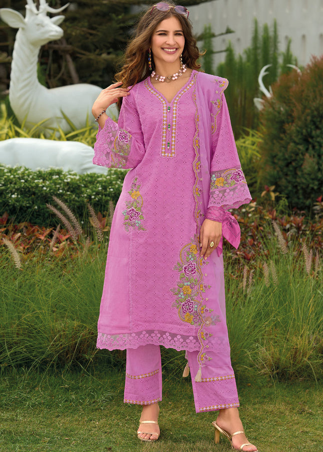 Pink Embroidered Pant Syle Suit