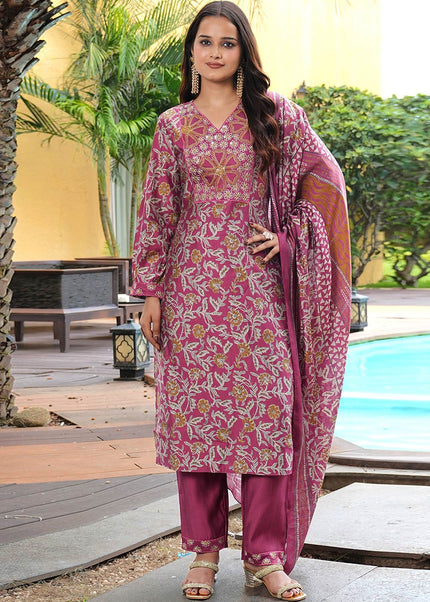 Printed and Embroidered Pant Style Suit