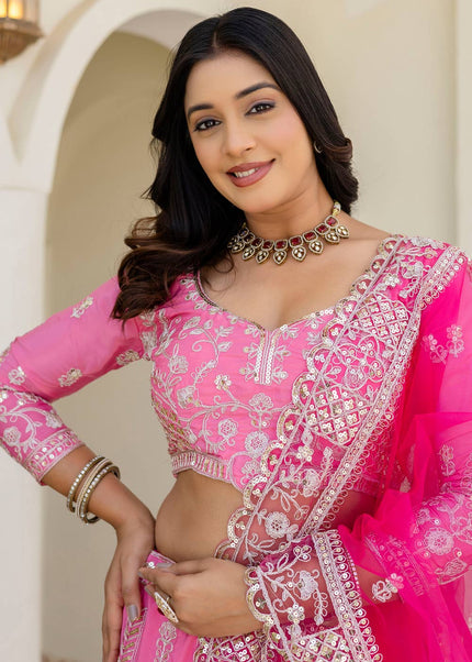 Pink Embroidered Lehenga choli