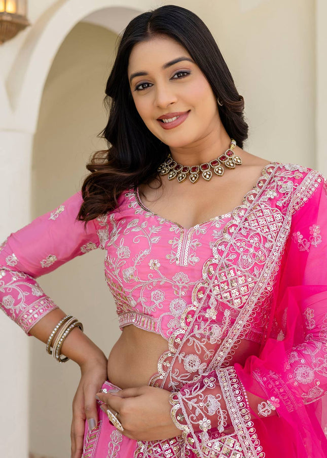 Pink Embroidered Lehenga choli