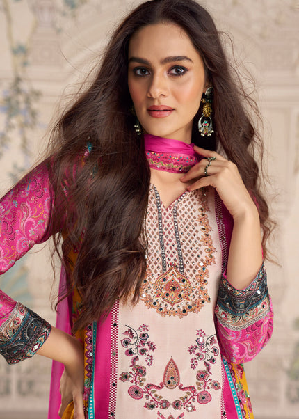 Pink Embroidered Gharara Suit