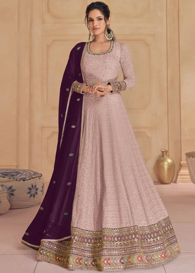 Pink Embroidered Anarkali Gown