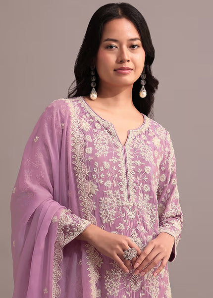 Pink Embroidered Gharara Suit