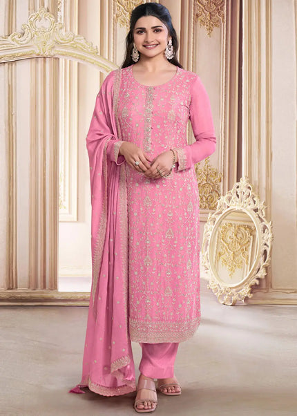 Pink Embroidered Pant Suit