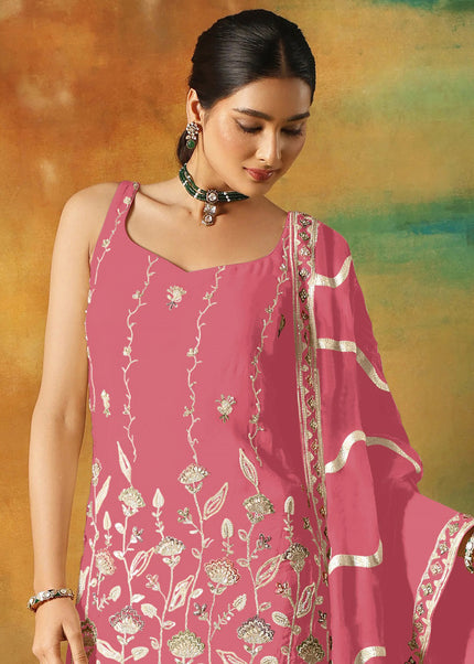 Pink Embroidered Gharara Suit