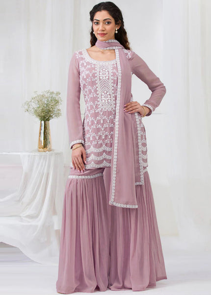 Pink Embroidered Gharara Suit