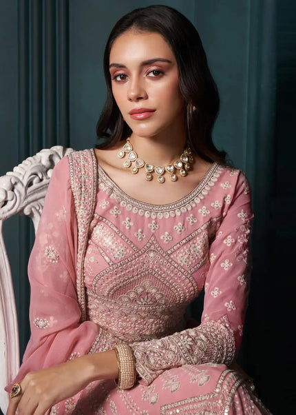 Pink Embroidered Lehenga Choli