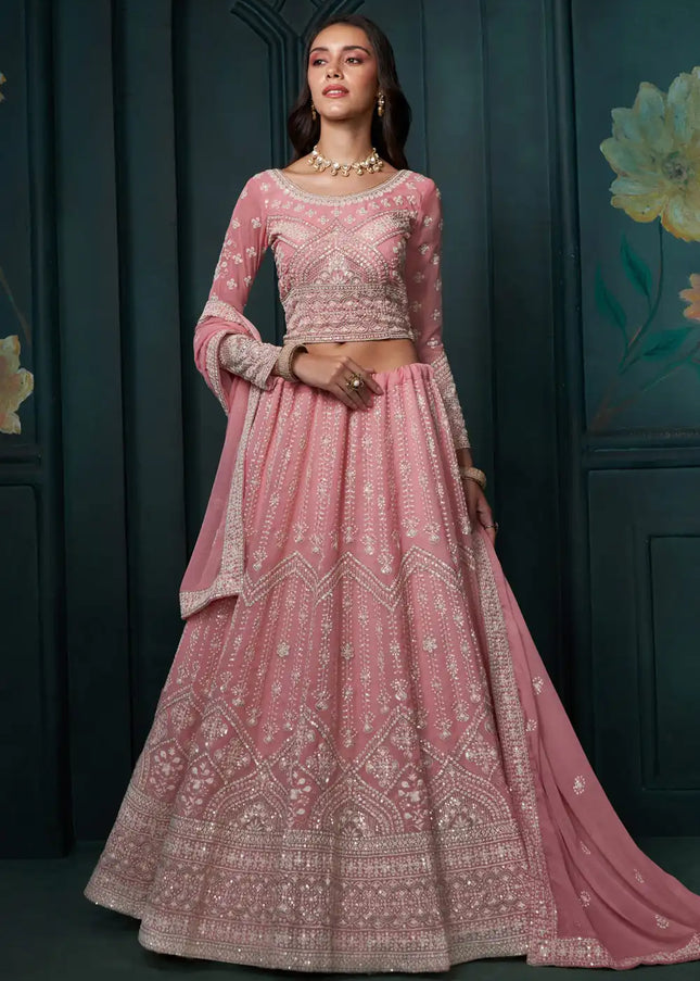 Pink Embroidered Lehenga Choli