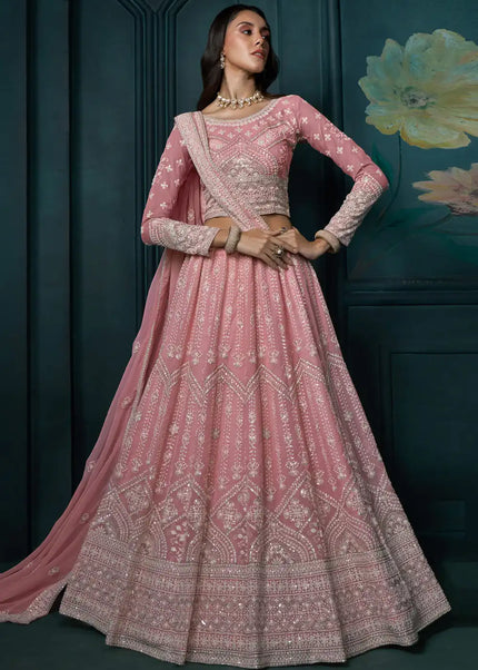 Pink Embroidered Lehenga Choli