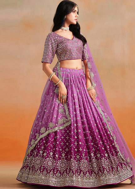 Pink Embroidered Lehenga Choli