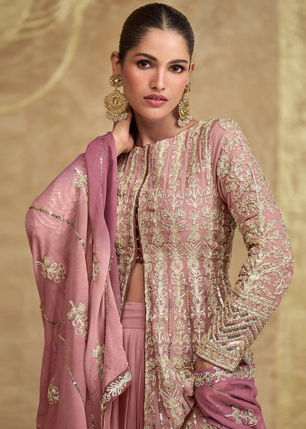 Pink Shaded Embroidered Lehenga Anarkali