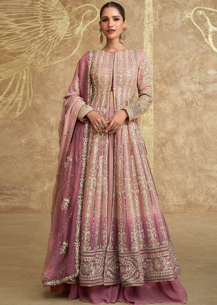 Pink Shaded Embroidered Lehenga Anarkali