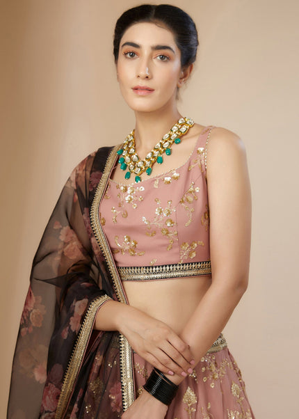 Pink Embroidered Lehenga Choli