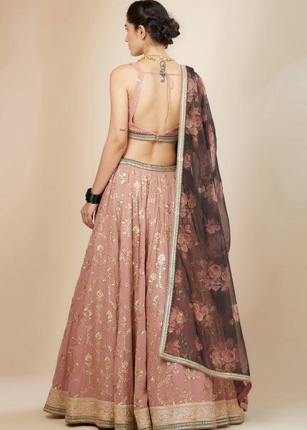 Pink Embroidered Lehenga Choli