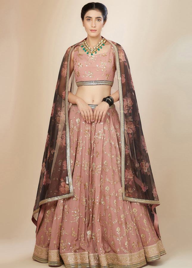 Pink Embroidered Lehenga Choli