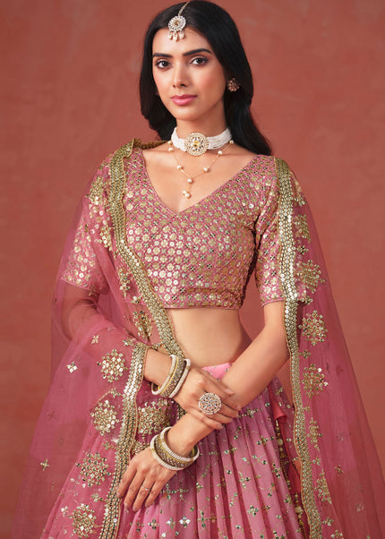 Peach Embroidered Lehenga Choli