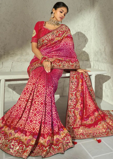 Pink Embroidered Saree