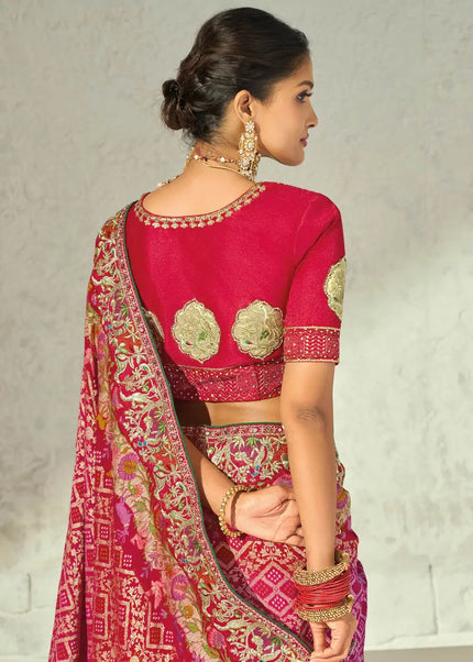 Pink Embroidered Saree
