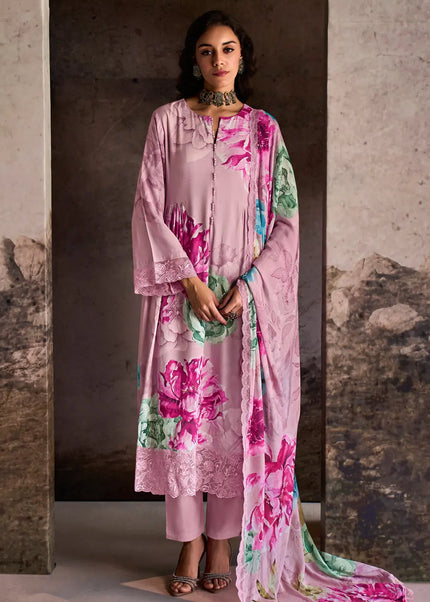 Pink Embroidered Pant Syle Suit