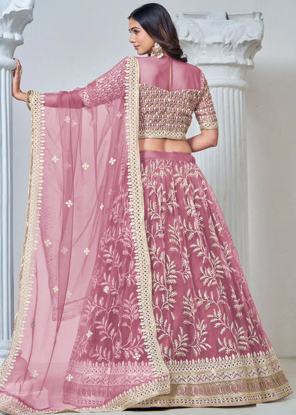 Pink Embroidered Lehenga Choli