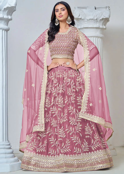 Pink Embroidered Lehenga Choli