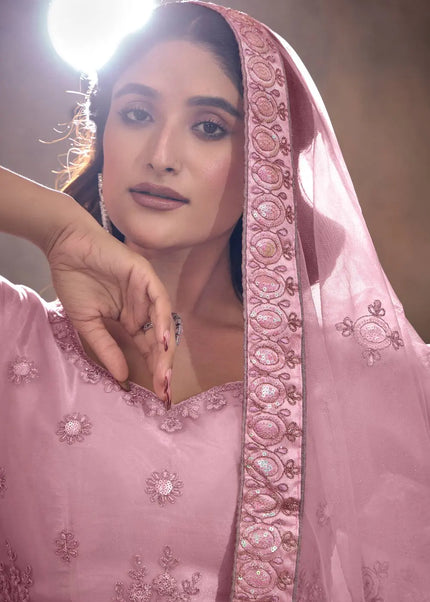 Pink Embroidered Lehenga Choli