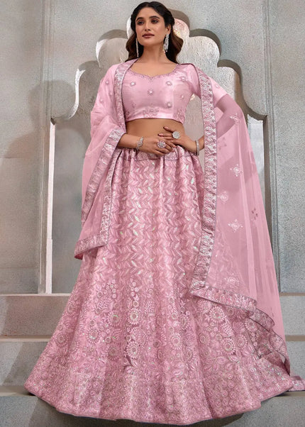 Pink Embroidered Lehenga Choli