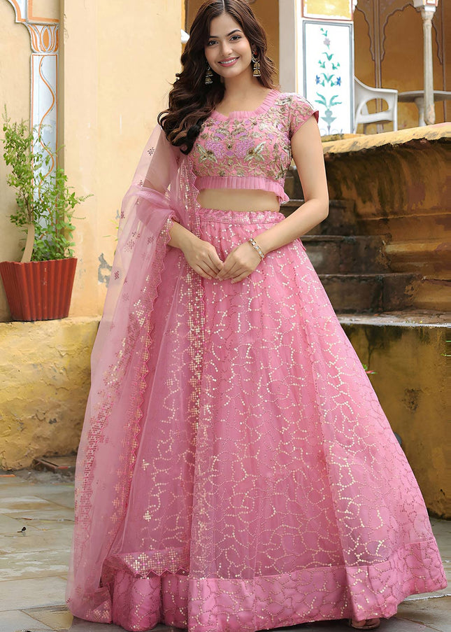 Pink Embroidered Lehenga Choli