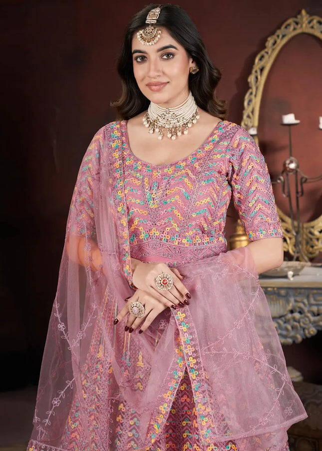 Peach Embroidered Anarkali Gown