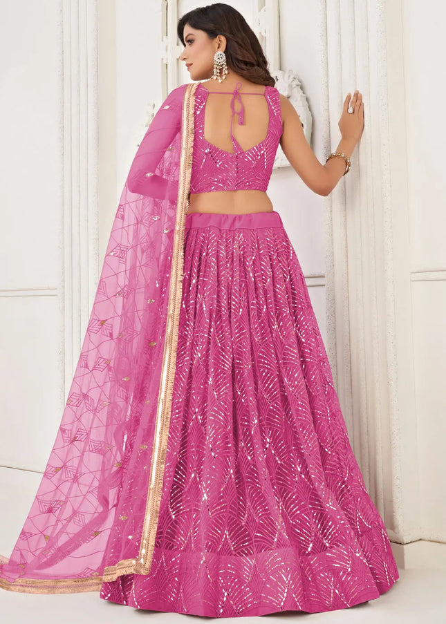 Pink Embroidered Lehenga Choli