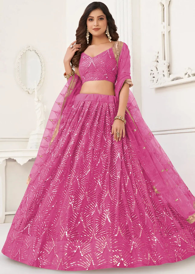 Pink Embroidered Lehenga Choli